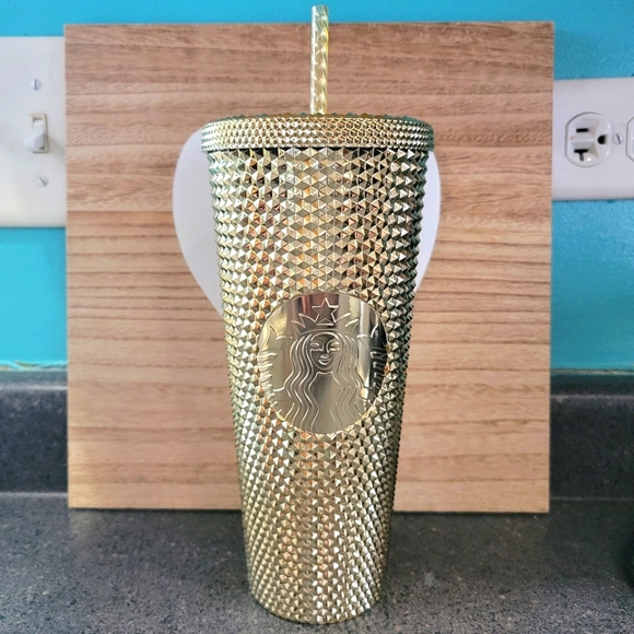 Starbucks Holiday Gold Bling Chrome Venti Tumbler - Picture 1 of 2
